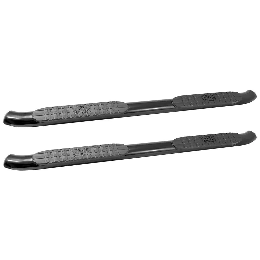 21-23715 – WESTIN Nerf Bar, With Step Pads 4 Inch Oval Bent Powder Coated Black Steel With Welded End Caps Rocker Pan...